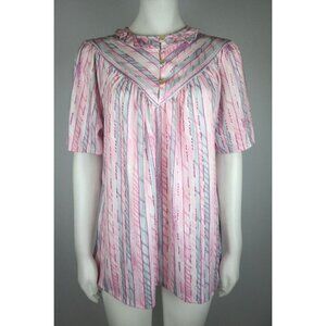 VINTAGE WOMEN'S PINK STRIPED SHORT SLEEVE TOP - TIGER LILY - SIZE 38